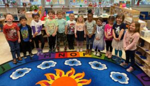 Middle Township Preschool students standing together in classroom